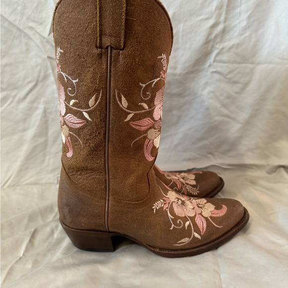 Vintage Pink Rose Flower Print Men's Boots